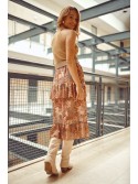 Chiffon skirt with caramel flowers 9351 - Online store - Boutique